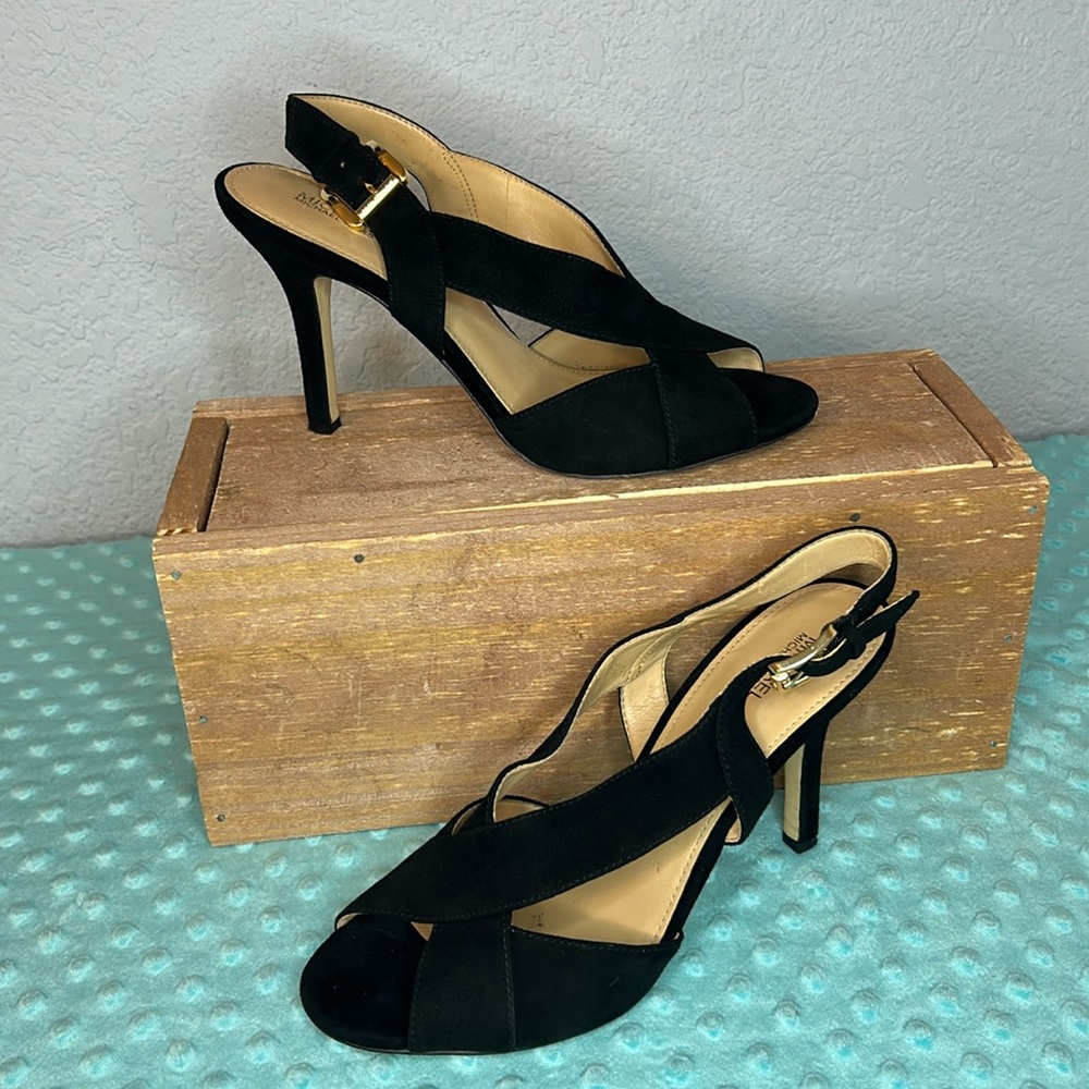 MICHAEL Michael Kors Black Heels with Gold Accent